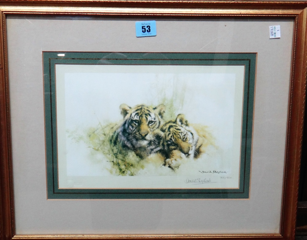 David Shepherd (1931-2017), Tigers; Leopards; Elephants, three colour prints, all signed,