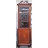 An Edwardian marquetry inlaid mahogany floor standing corner display cabinet,