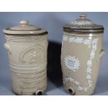 A near pair of Doulton stoneware water filters, 45cm high, (2).