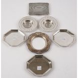 Silver, comprising; a set of four octagonal dishes, Birmingham 1932,