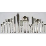 An Orla Vagn Mogensen Champagne Danish part canteen of table flatware for six place settings,
