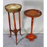 A 19th century French stained beech marble top jardiniere stand,