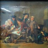 German School (18th century), Figures reading and merrymaking in an interior, oil on canvas,