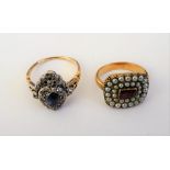 A Victorian gold, sapphire and diamond ring,