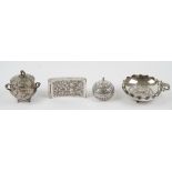 A group of foreign wares, comprising; a circular pot pourri box and cover, detailed Silver 925,