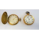 A Ultus gold cased, keyless wind, hunting cased pocket watch, with a gilt jewelled lever movement,