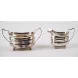 A George III silver twin handled sugar bowl,