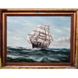 S. Dicks (20th century), A Clipper in choppy seas, oil on canvas, signed, 41cm x 56cm.