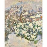 Paul Elie Gernez (1888-1948), Snow scene, oil on board, signed and dated 1916, 64cm x 52cm.