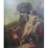 Italian School (18th/19th century), Maiden and cherub, oil on canvas, unframed, 34cm x 28.5cm.