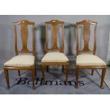A set of eight French vase back dining chairs on splayed tapering square supports,