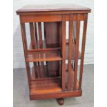 A late 19th century mahogany square revolving bookcase, 54cm wide x 95cm high.