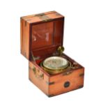 A Russian gilt brass cased chronometer, mid 20th century, gimble mount in a mahgoany case,