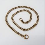 A 9ct gold uniform curb link neckchain, on a boltring clasp, length 47cm, weight 28.7 gms.