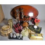 Collectables including; a pair of modern figural candlesticks, 40cm high,