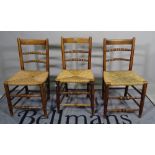 A set of six 19th century ash bar-back dining chairs,