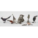 Foreign and plated wares, comprising; a filigree and enamelled model of a standing bird,