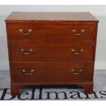 A late George III mahogany chest of three long drawers on bracket feet, 93cm wide x 86cm high.