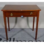 A 19th century mahogany side table, with single frieze drawer, on tapering square supports,
