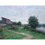 Adrien Jacques Sauzay (1841-1928), River landscape, oil on canvas, signed, 45cm x 60cm.