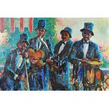 Xavier de Callatay (1932-1998), New Orleans Jazz Band, oil on canvas, 121cm x 183cm.