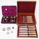 Silver, comprising; a set of six Victorian teaspoons and a matching pair of sugar tongs,