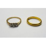 A 22 ct gold plain wedding ring Birmingham 1935, ring size M 1/2, weight 4.