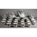 A modern Nortiake part tea set decorated in blue.