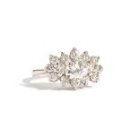 An 18ct white gold and diamond cluster ring,