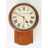 A mahogany cased drop dial wall clock 'R.