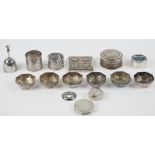 A group of mostly Asian wares, comprising; four circular boxes, six octagonal small dishes,