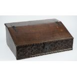 A 17th century oak bible box,