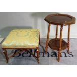 A 19th century Continental walnut octagonal two tier side table,