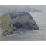 Roland Svensson (1910-2003), A sketch of Soay, St Kilda, watercolour and pencil, signed,