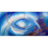 D** Nova (contemporary), Blue abstracts, a pair, oil on canvas, one signed on overlap, unframed,