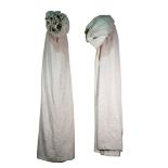 Pierre Frey; two pairs of silver floral curtains, each 110cm wide x 235cm long.