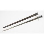 An Indian sword, 18th century, with single edged steel blade, 72cm,