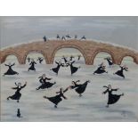 Mary Raymond (Mrs Henry Elliott-Blake, 20th century), Nuns skating, oil on canvas,