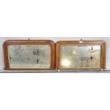 A pair of 19th century Tunbridge ware overmantel wall mirrors, 74cm wide x 46cm high.