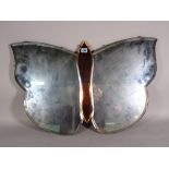 A mid-20th century Art Deco wall mirror with bevelled glass formed as a butterfly,