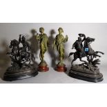 A pair of 20th century spelter figures of horses,