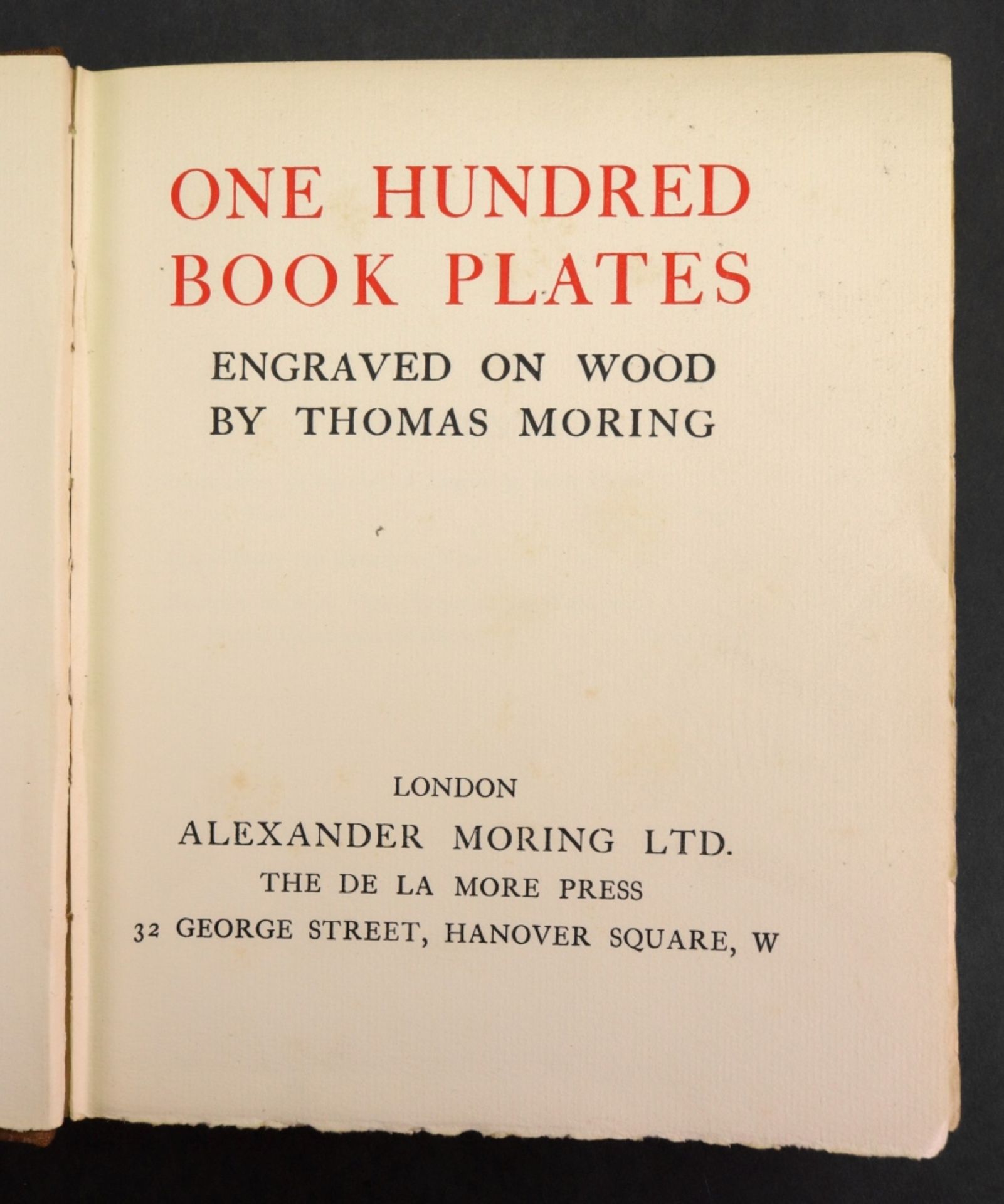 MORING (Thomas) One Hundred Book Plates, engraved on wood, The De La More Press, n.d.