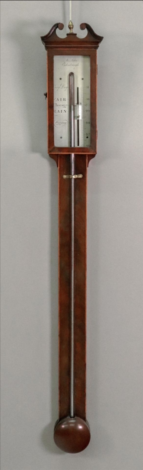 A Adie, Edinburgh; a mahogany and boxwood banded stick barometer, circa 1830, - Image 3 of 3