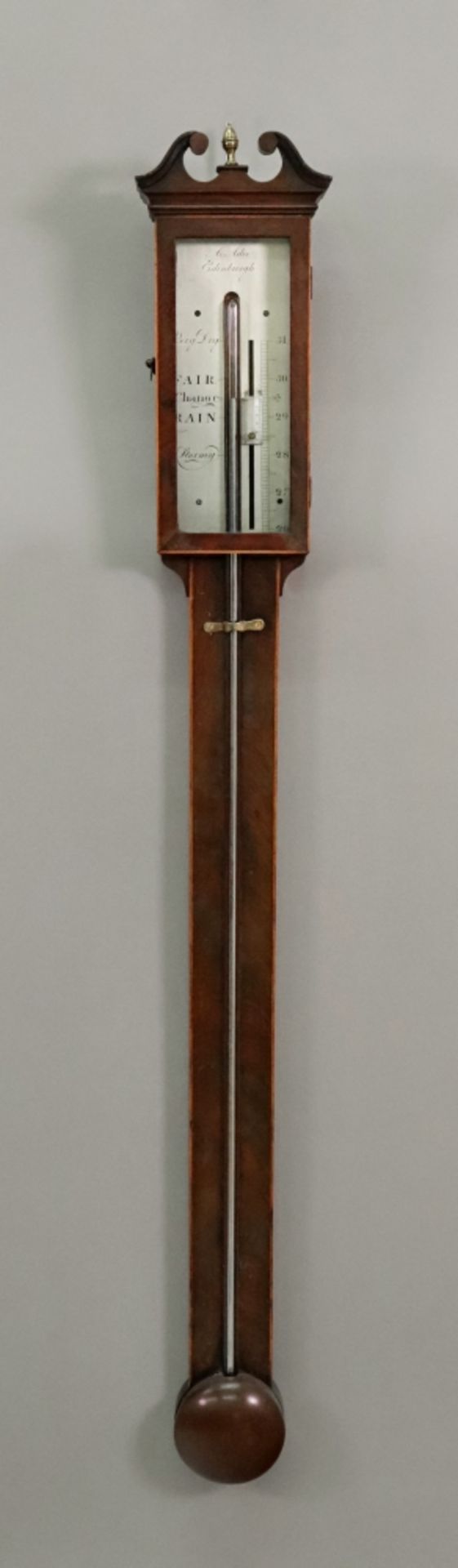 A Adie, Edinburgh; a mahogany and boxwood banded stick barometer, circa 1830,