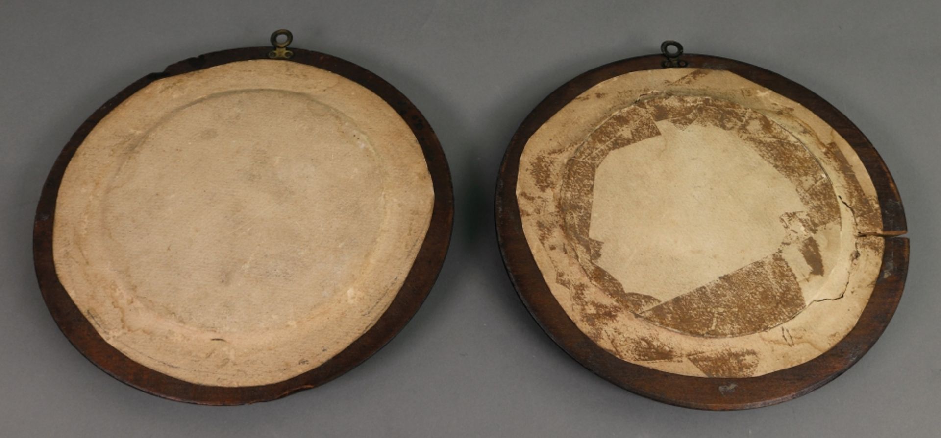A pair of continental biscuit porcelain circular plaques, probably Copenhagen, 19th century, - Image 2 of 2