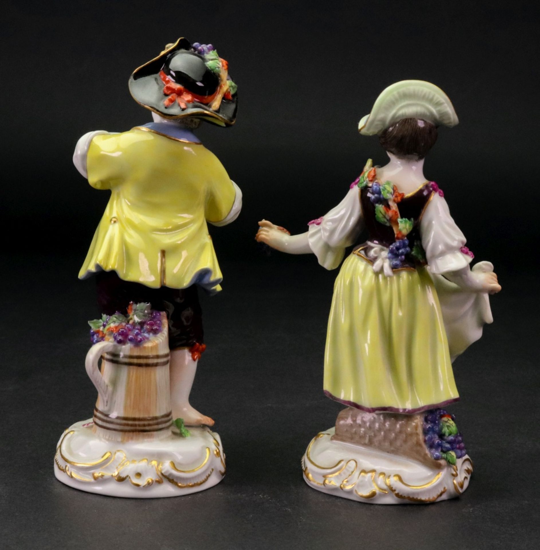 A pair of Meissen figures of vintners, 20th century, a boy playing a recorder, - Image 2 of 3