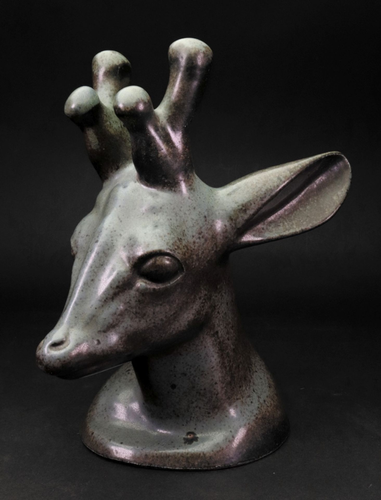 Axel Salto (Danish, 1889-1961), a stoneware fallow deer head, signed 'Salto' (to base), 31.5cm high.
