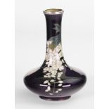 A miniature Japanese silver mounted ginbari enamel vase, Meiji/Taisho period,