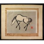 A pair of Japanese woodblock prints of horses, 20th century,