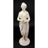 A Worcester Parian figure of a classical woman, mid 19th century, modelled standing in long robes,